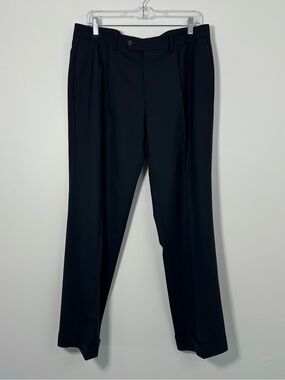 Ralph Lauren Men’s 34W x 30L 100% Wool Pleated Dress Pants Navy Total Comfort